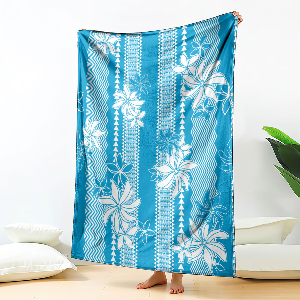 Hawaii Kakau Tribal Blanket With Blue Tiare