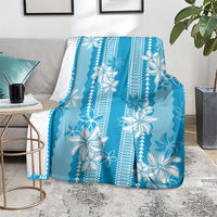 Hawaii Kakau Tribal Blanket With Blue Tiare