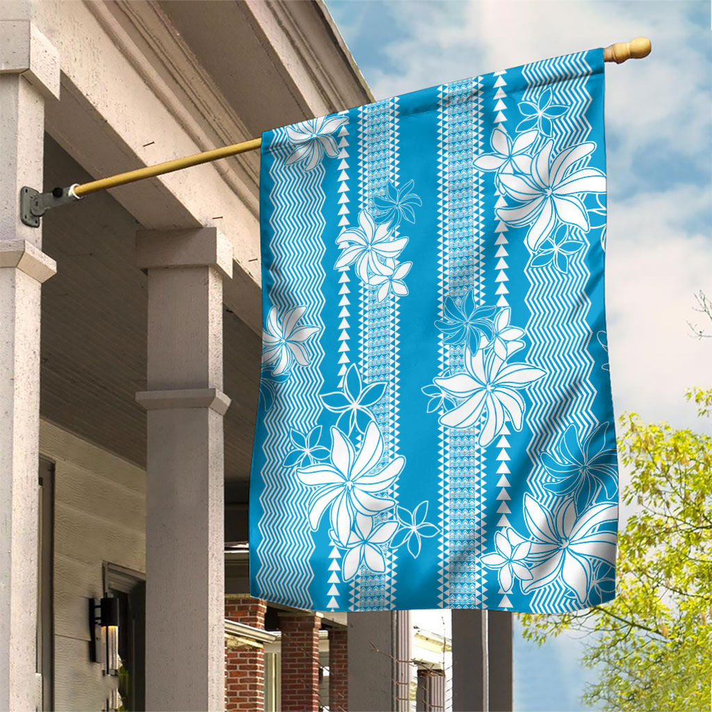 Hawaii Kakau Tribal Garden Flag With Blue Tiare