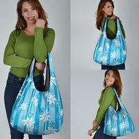 Hawaii Kakau Tribal Grocery Bag With Blue Tiare