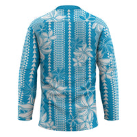 Hawaii Kakau Tribal Hockey Jersey With Blue Tiare