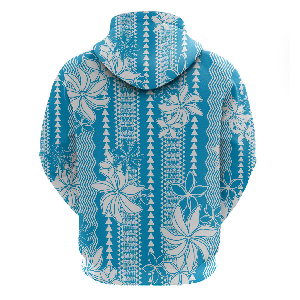 Hawaii Kakau Tribal Hoodie With Blue Tiare