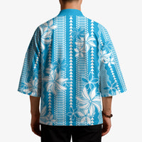 Hawaii Kakau Tribal Kimono With Blue Tiare
