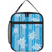 Hawaii Kakau Tribal Lunch Bag With Blue Tiare LT05 10.2 × 8.3 × 4.3 inch Blue - Polynesian Pride