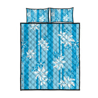Hawaii Kakau Tribal Quilt Bed Set With Blue Tiare