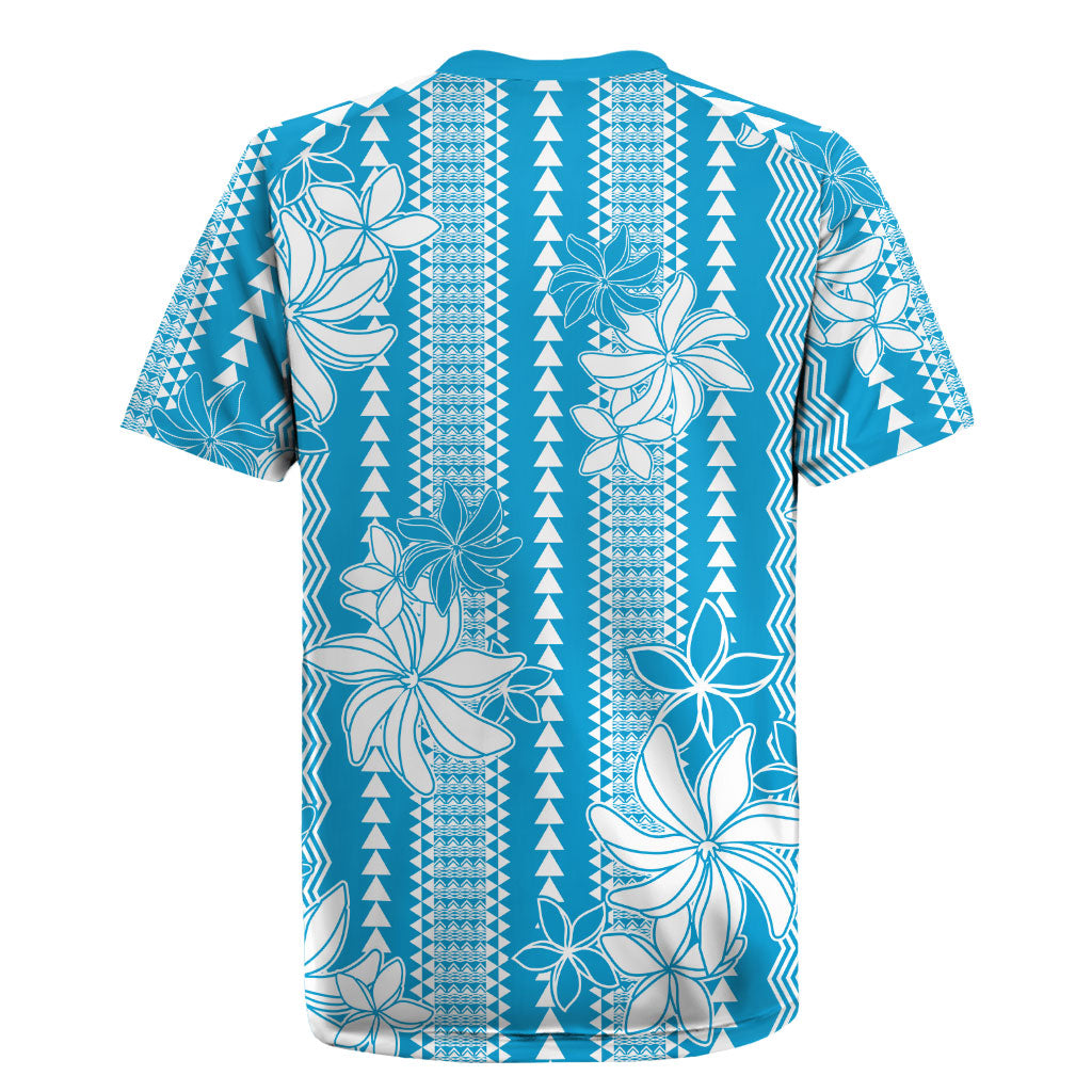 Hawaii Kakau Tribal Rugby Jersey With Blue Tiare