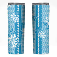 Hawaii Kakau Tribal Skinny Tumbler With Blue Tiare