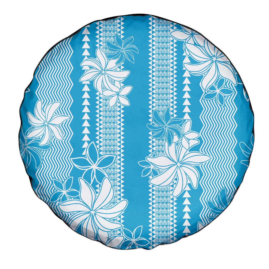 Hawaii Kakau Tribal Spare Tire Cover With Blue Tiare LT05 - Polynesian Pride