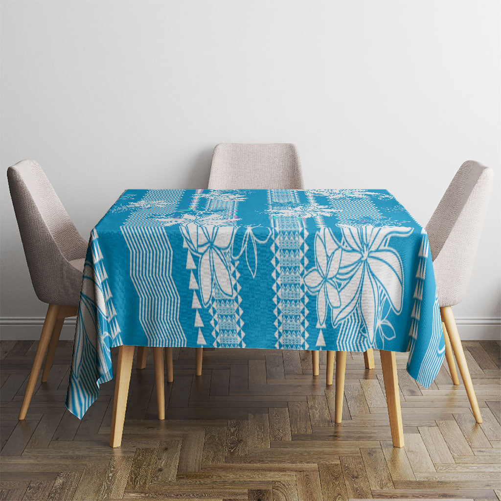 Hawaii Kakau Tribal Tablecloth With Blue Tiare