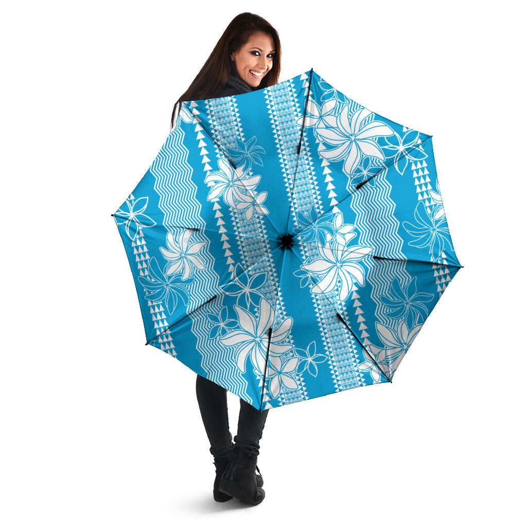 Hawaii Kakau Tribal Umbrella With Blue Tiare