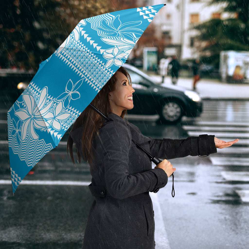 Hawaii Kakau Tribal Umbrella With Blue Tiare