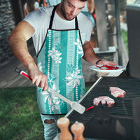 Hawaii Kakau Tribal Apron With Teal Tiare