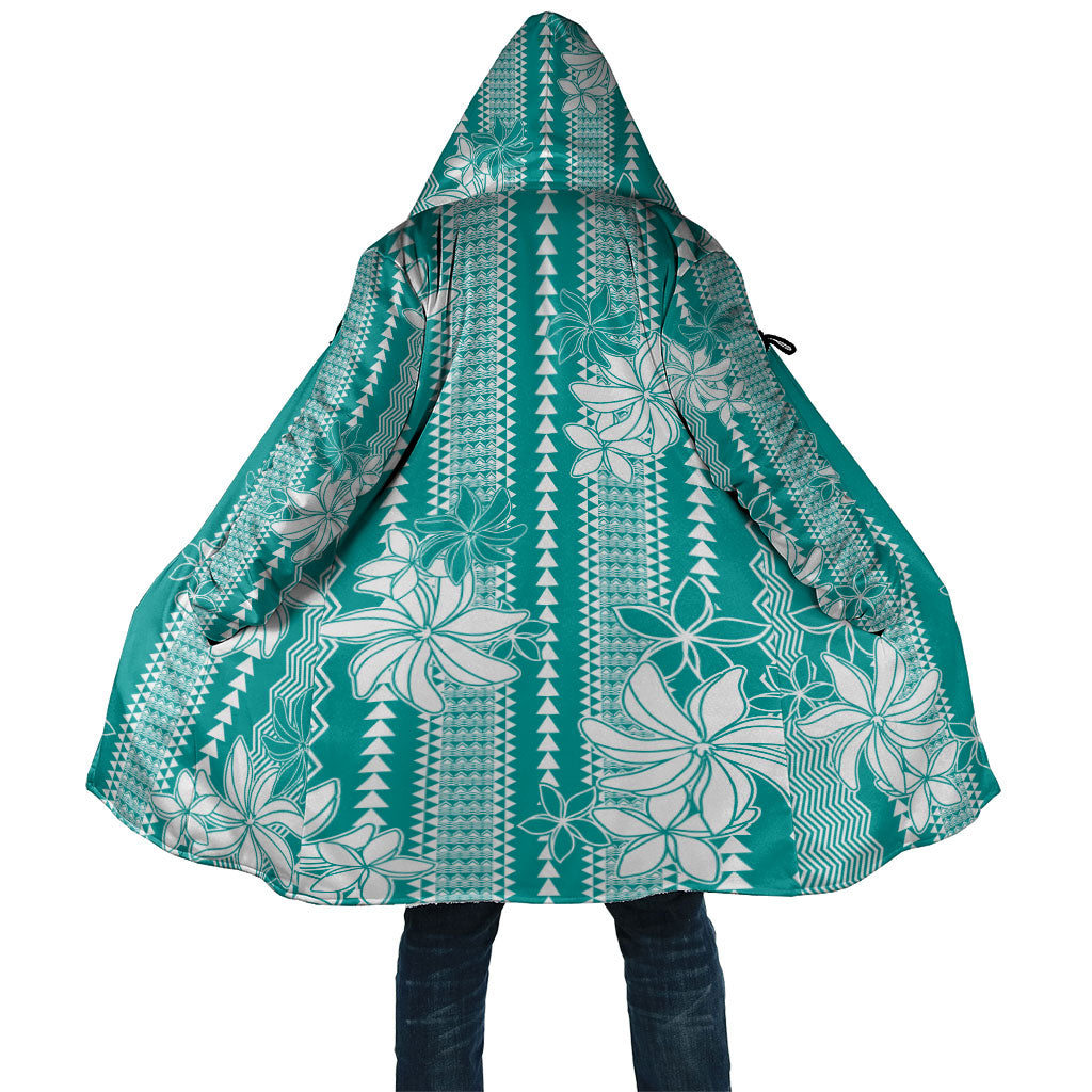 Hawaii Kakau Tribal Cloak With Teal Tiare