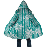 Hawaii Kakau Tribal Cloak With Teal Tiare