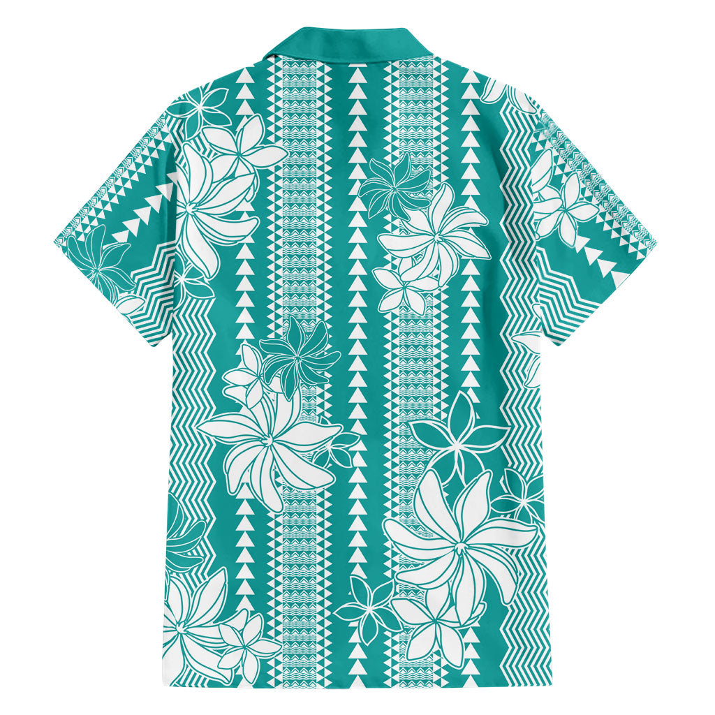 Hawaii Kakau Tribal Family Matching Summer Maxi Dress and Hawaiian Shirt With Teal Tiare
