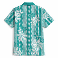 Hawaii Kakau Tribal Hawaiian Shirt With Teal Tiare LT05 - Polynesian Pride