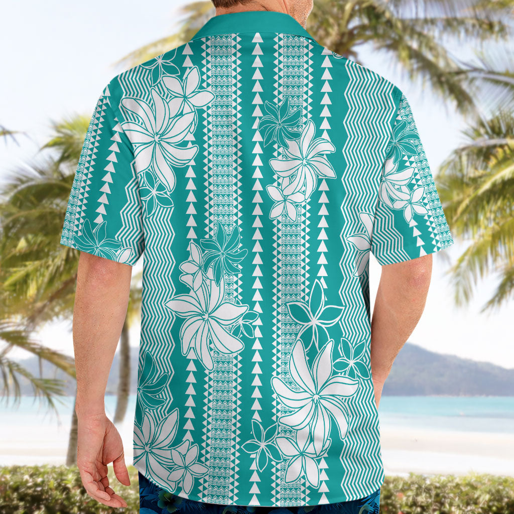 Hawaii Kakau Tribal Hawaiian Shirt With Teal Tiare LT05 - Polynesian Pride