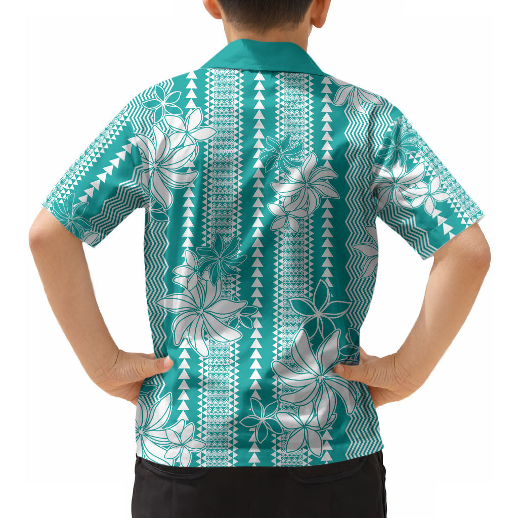 Hawaii Kakau Tribal Hawaiian Shirt With Teal Tiare LT05 - Polynesian Pride