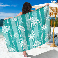Hawaii Kakau Tribal Sarong With Teal Tiare