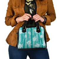 Hawaii Kakau Tribal Shoulder Handbag With Teal Tiare