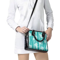 Hawaii Kakau Tribal Shoulder Handbag With Teal Tiare
