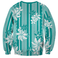 Hawaii Kakau Tribal Sweatshirt With Teal Tiare