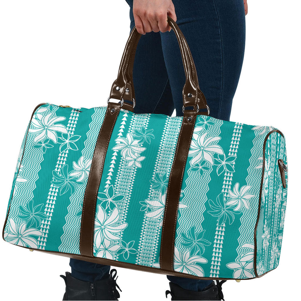 Hawaii Kakau Tribal Travel Bag With Teal Tiare LT05 - Polynesian Pride