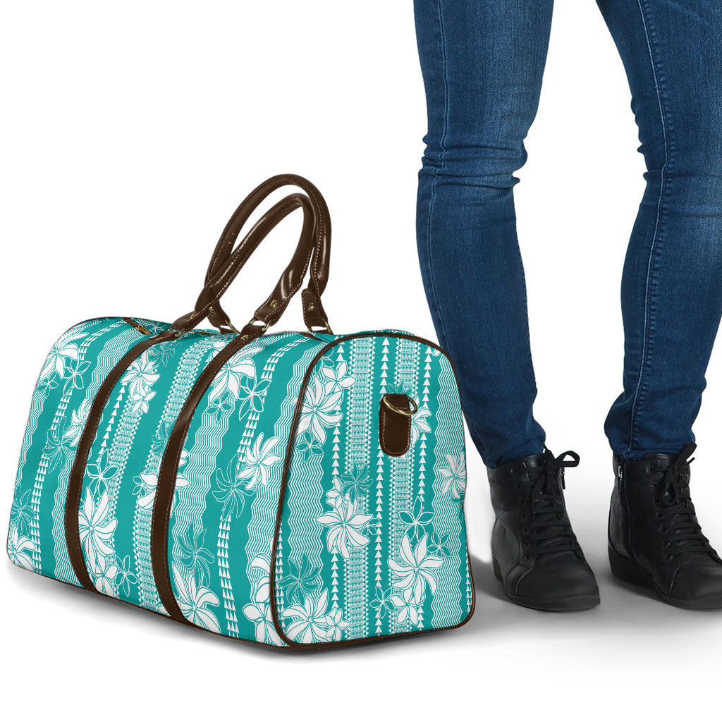 Hawaii Kakau Tribal Travel Bag With Teal Tiare LT05 - Polynesian Pride
