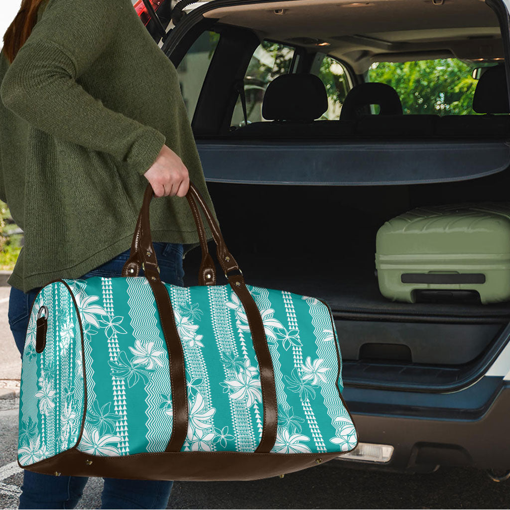 Hawaii Kakau Tribal Travel Bag With Teal Tiare LT05 - Polynesian Pride