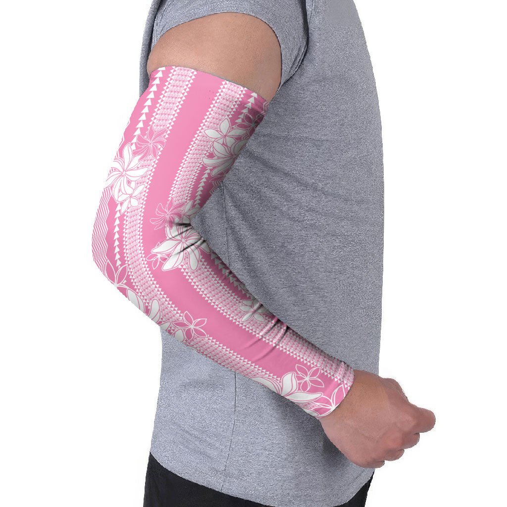 Hawaii Kakau Tribal Arm Sleeves With Pink Tiare