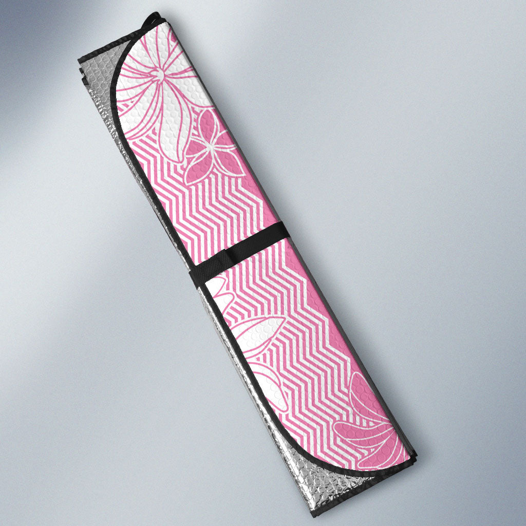 Hawaii Kakau Tribal Auto Sun Shade With Pink Tiare