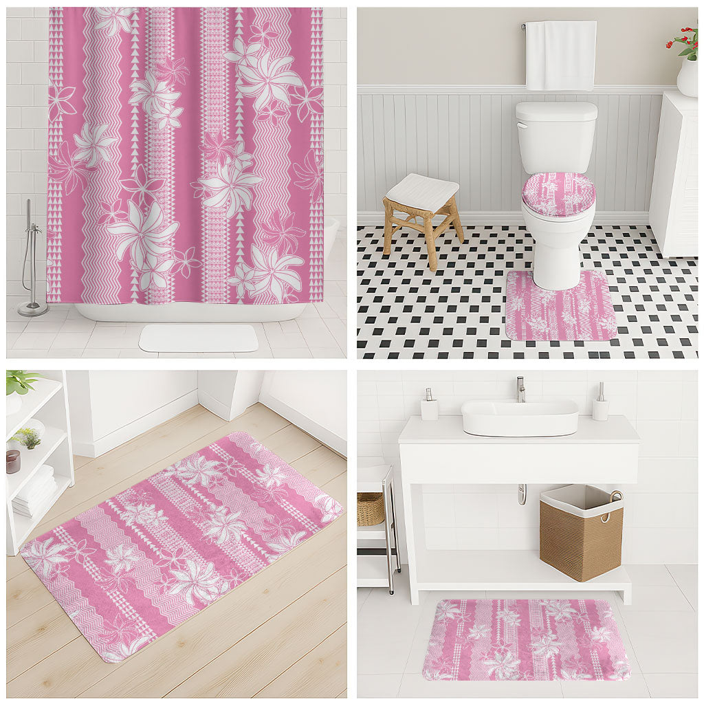Hawaii Kakau Tribal Bathroom Set With Pink Tiare