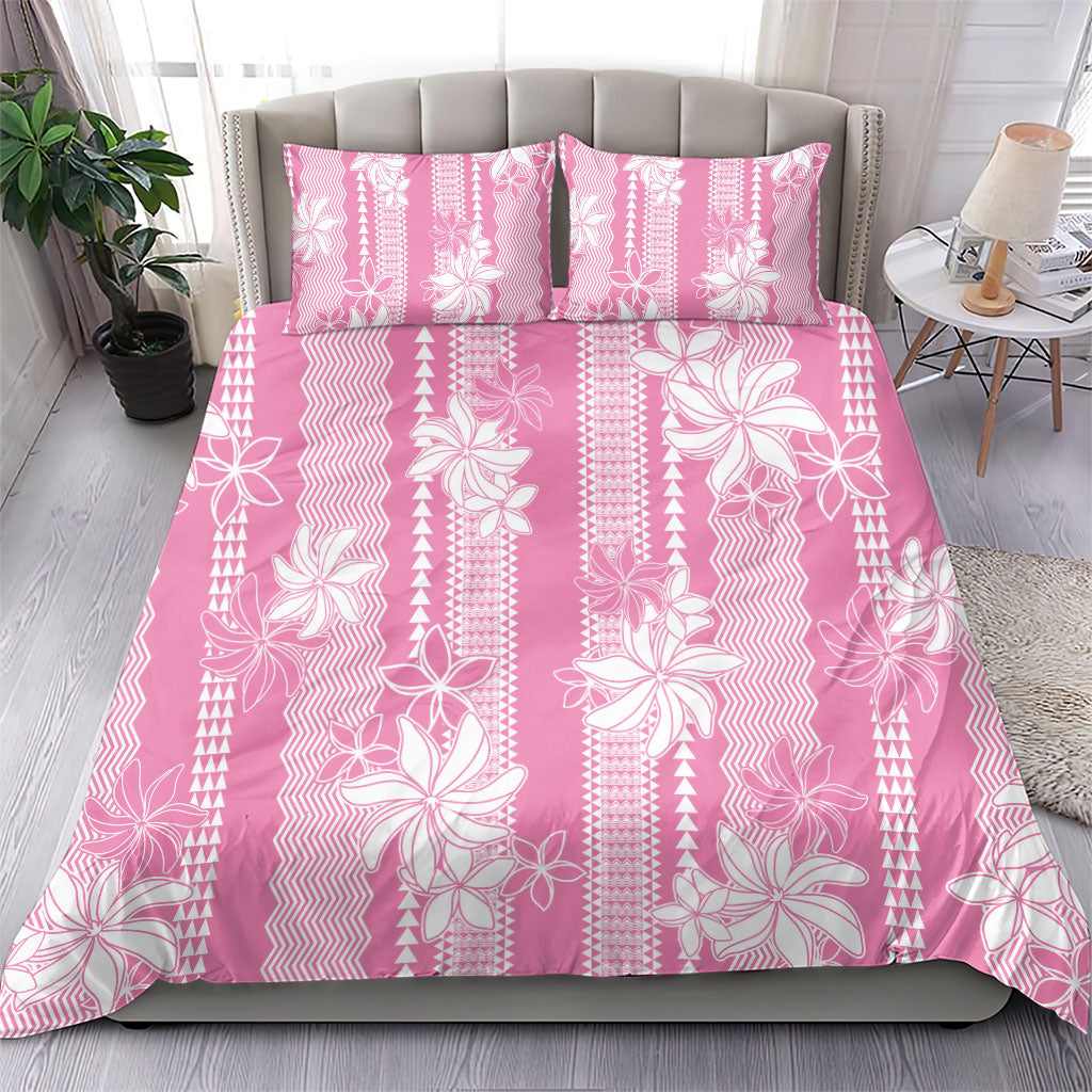 Hawaii Kakau Tribal Bedding Set With Pink Tiare