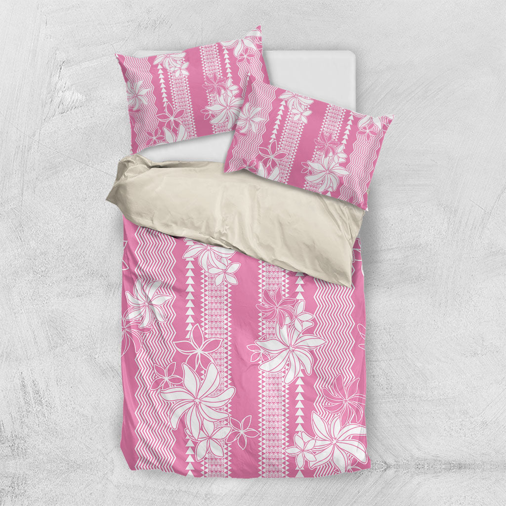 Hawaii Kakau Tribal Bedding Set With Pink Tiare