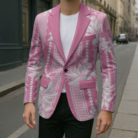 Hawaii Kakau Tribal Blazer With Pink Tiare