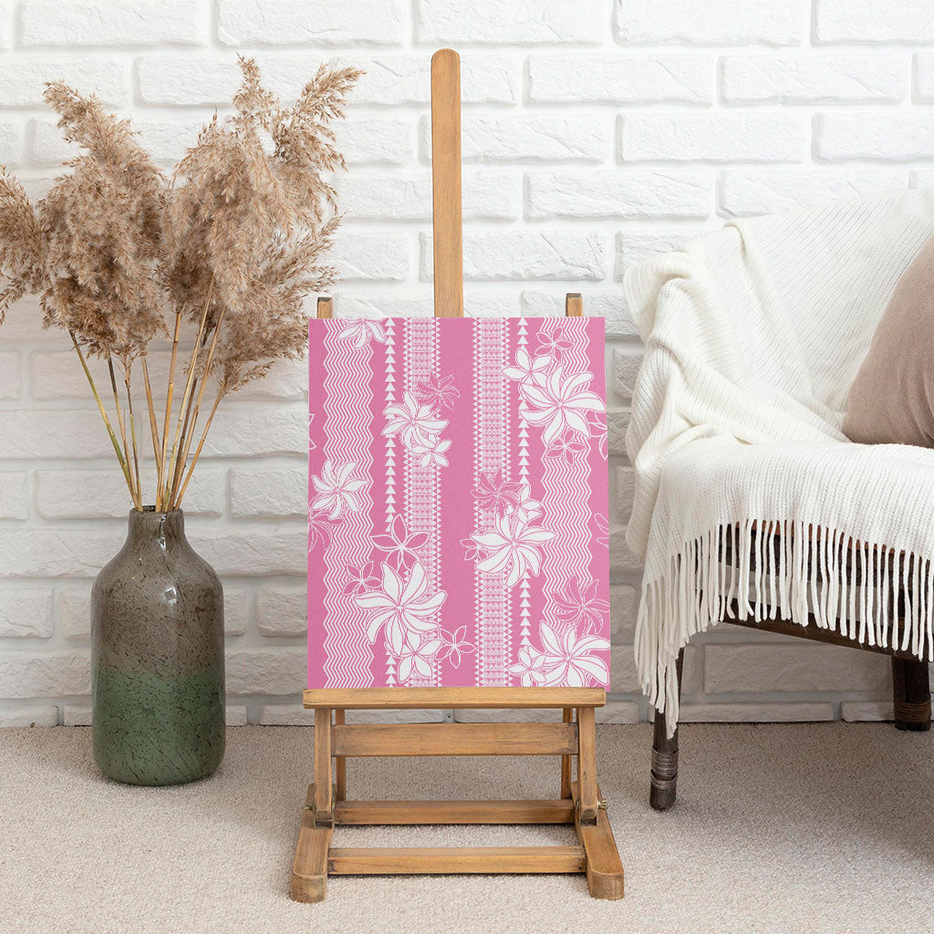 Hawaii Kakau Tribal Canvas Wall Art With Pink Tiare