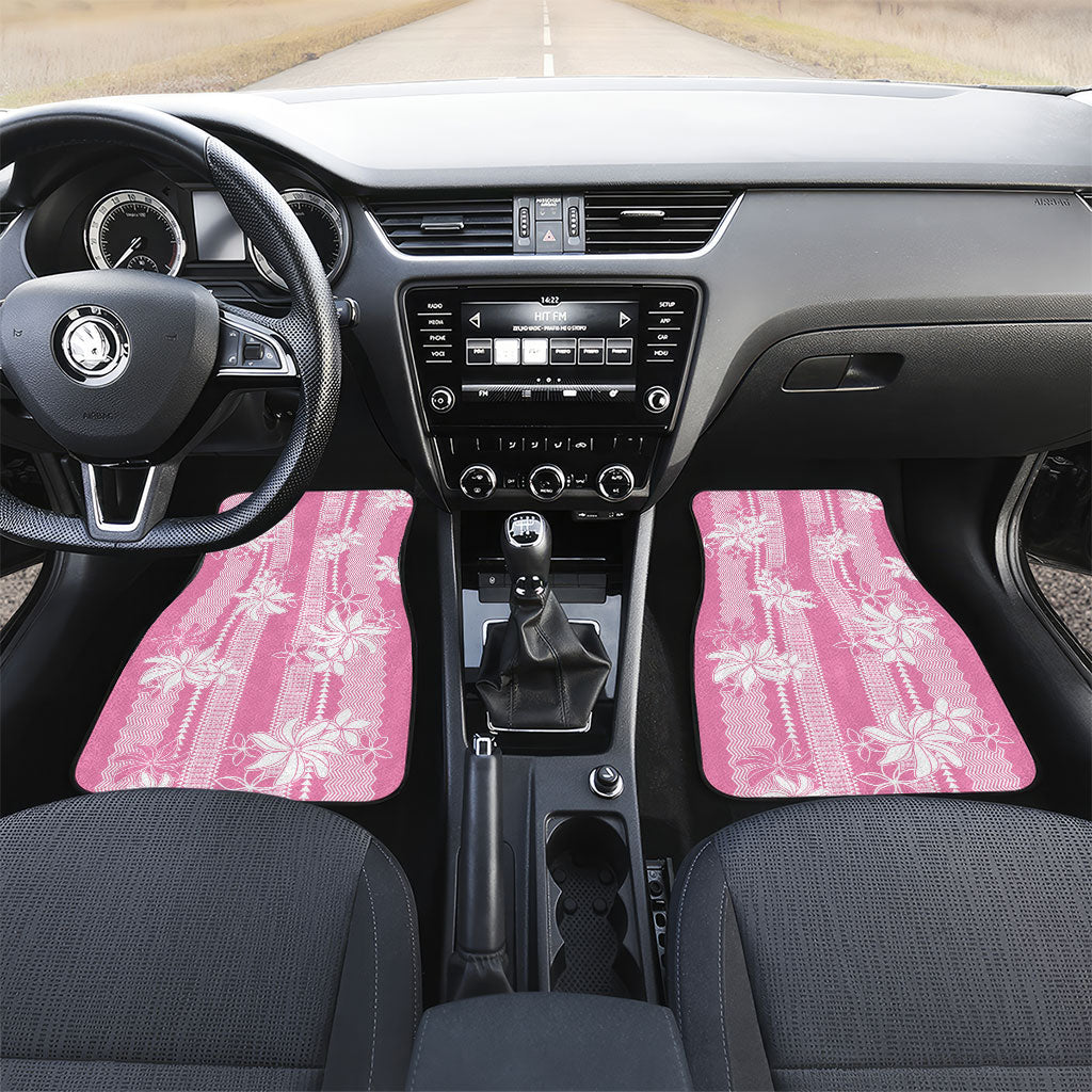 Hawaii Kakau Tribal Car Mats With Pink Tiare