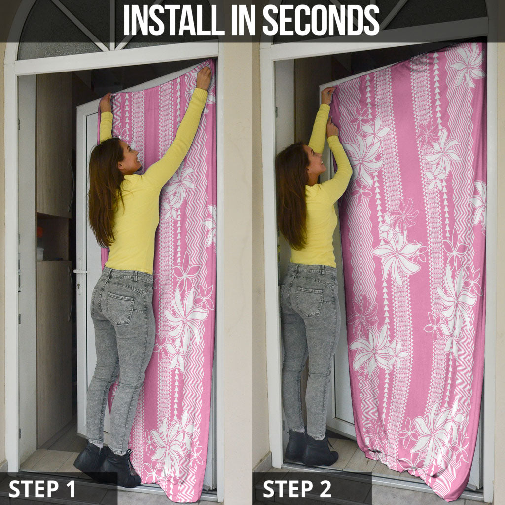 Hawaii Kakau Tribal Door Cover With Pink Tiare