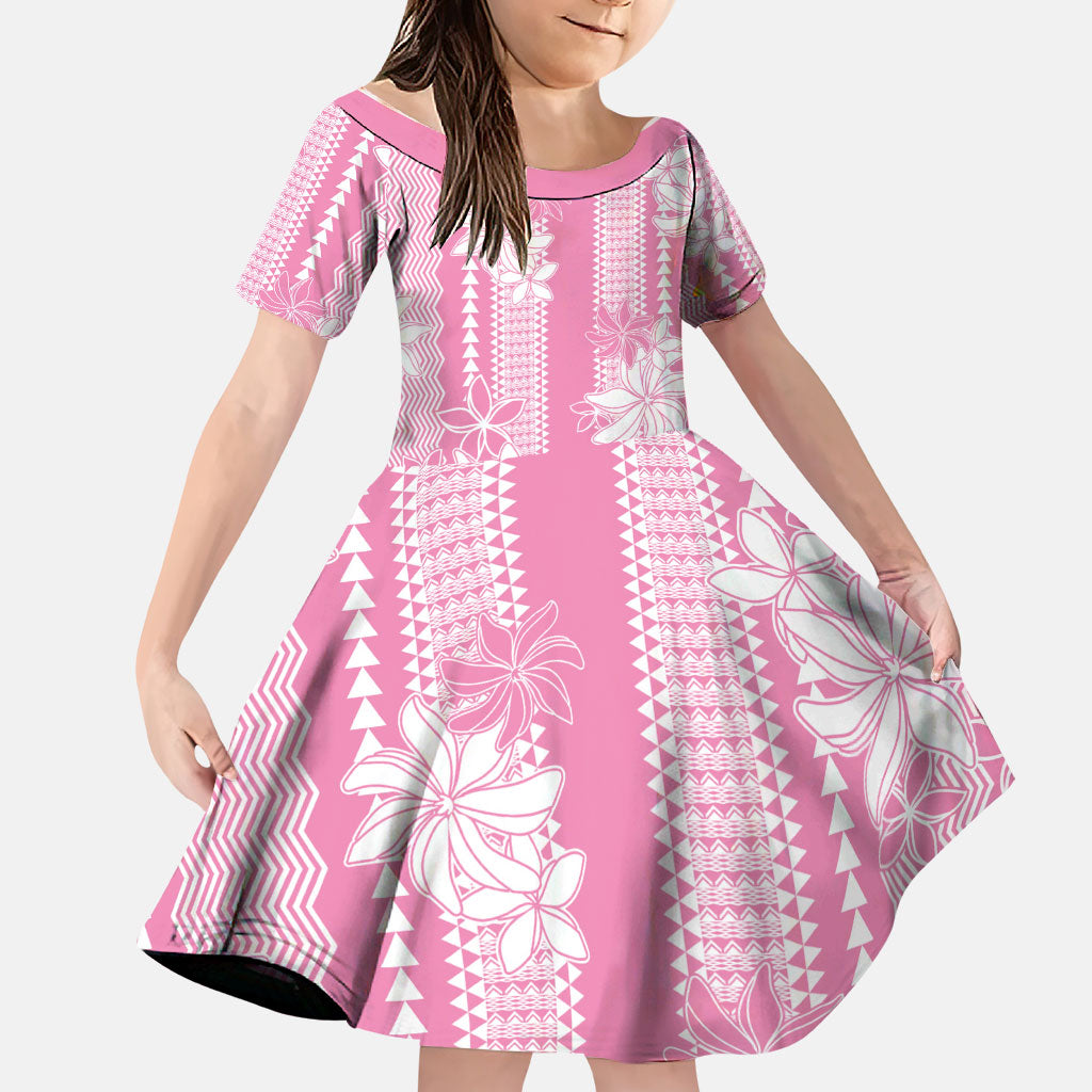 Hawaii Kakau Tribal Family Matching Puletasi and Hawaiian Shirt With Pink Tiare