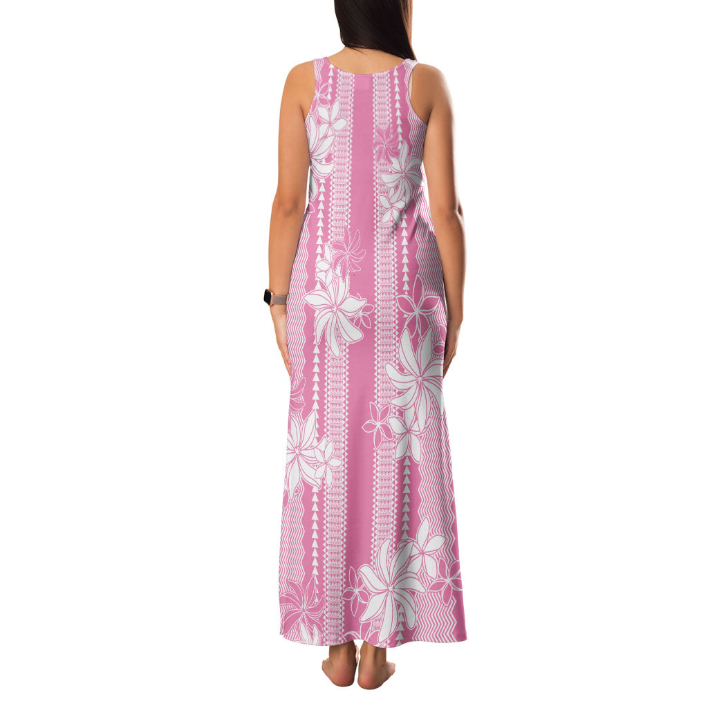 Hawaii Kakau Tribal Family Matching Tank Maxi Dress and Hawaiian Shirt With Pink Tiare