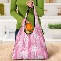 Hawaii Kakau Tribal Grocery Bag With Pink Tiare
