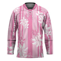 Hawaii Kakau Tribal Hockey Jersey With Pink Tiare