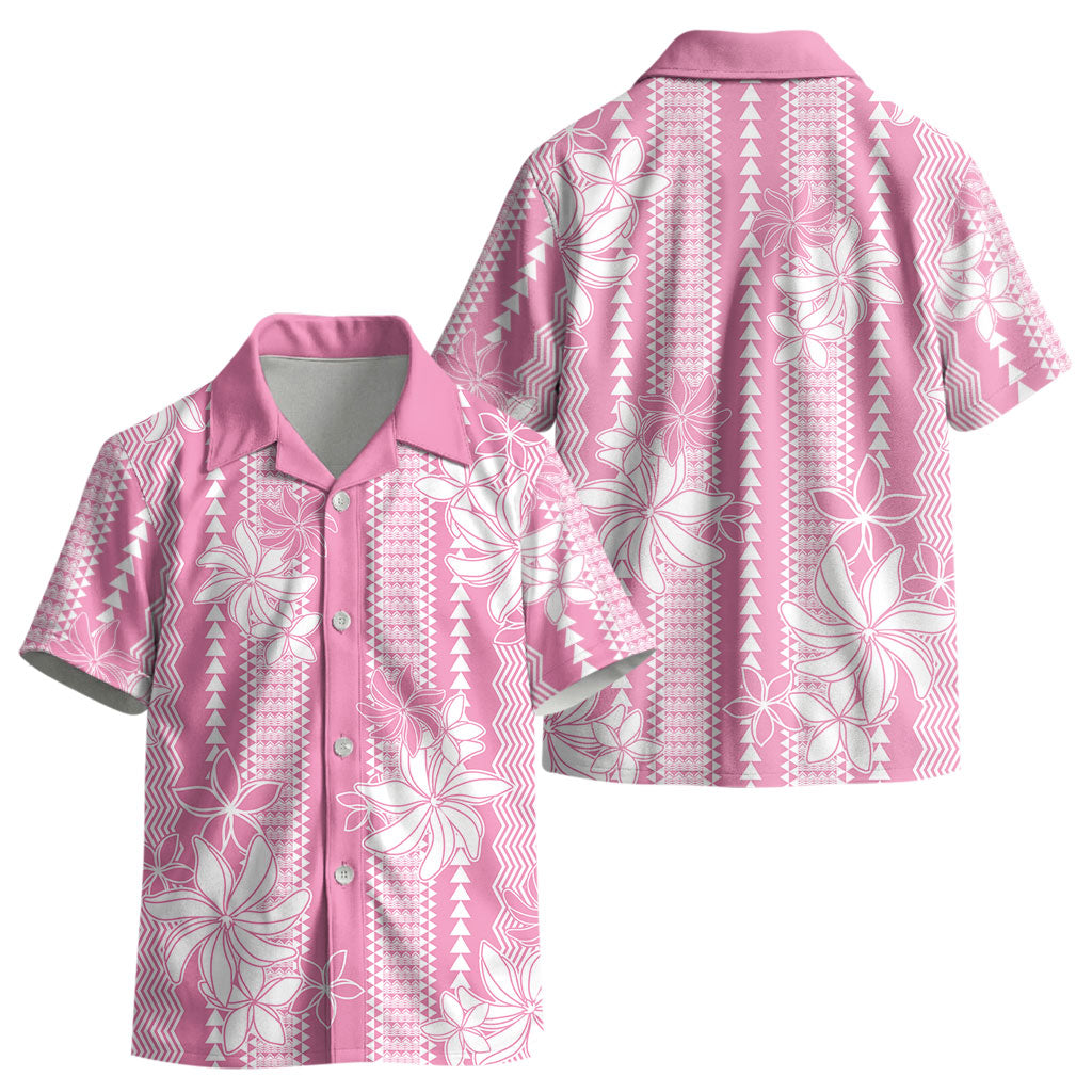 Hawaii Kakau Tribal Kid Hawaiian Shirt With Pink Tiare LT05 - Polynesian Pride