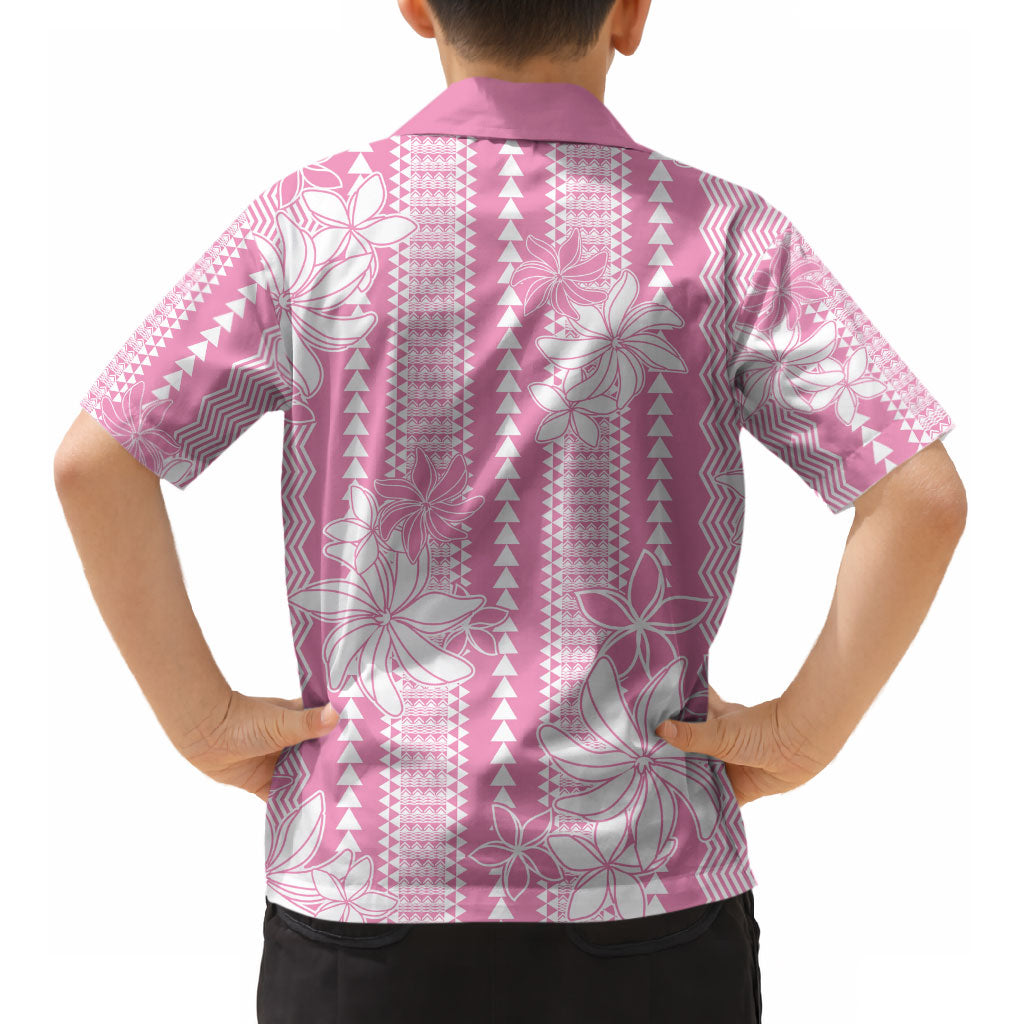Hawaii Kakau Tribal Kid Hawaiian Shirt With Pink Tiare LT05 - Polynesian Pride