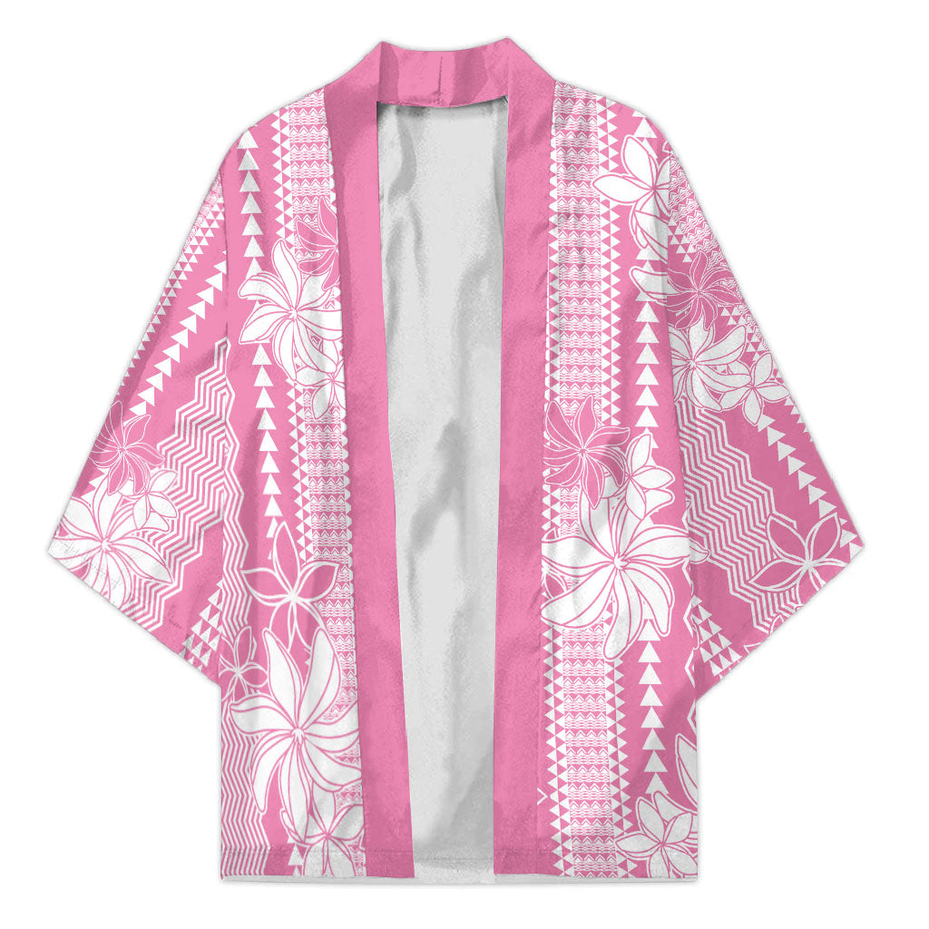 Hawaii Kakau Tribal Kimono With Pink Tiare