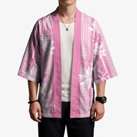 Hawaii Kakau Tribal Kimono With Pink Tiare