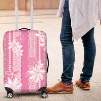 Hawaii Kakau Tribal Luggage Cover With Pink Tiare LT05 Pink - Polynesian Pride