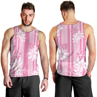 Hawaii Kakau Tribal Men Tank Top With Pink Tiare
