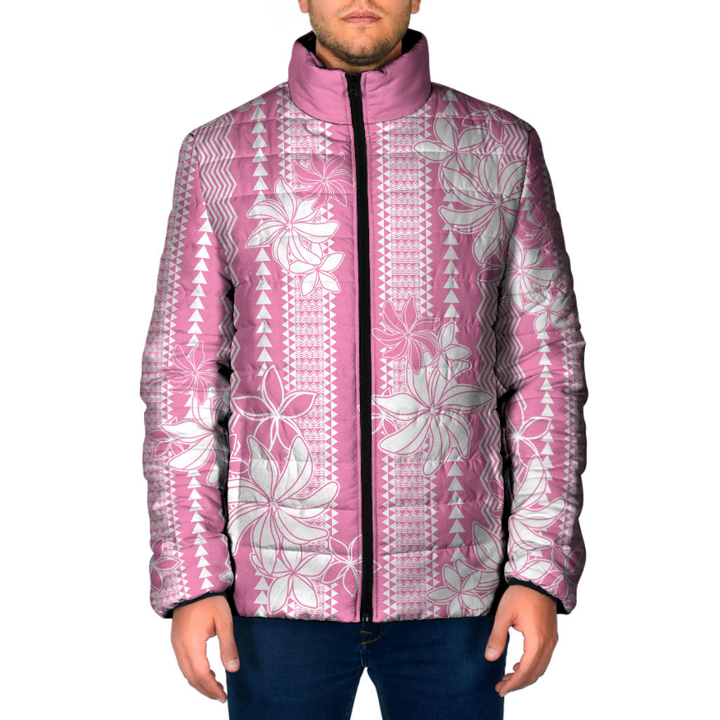 Hawaii Kakau Tribal Padded Jacket With Pink Tiare