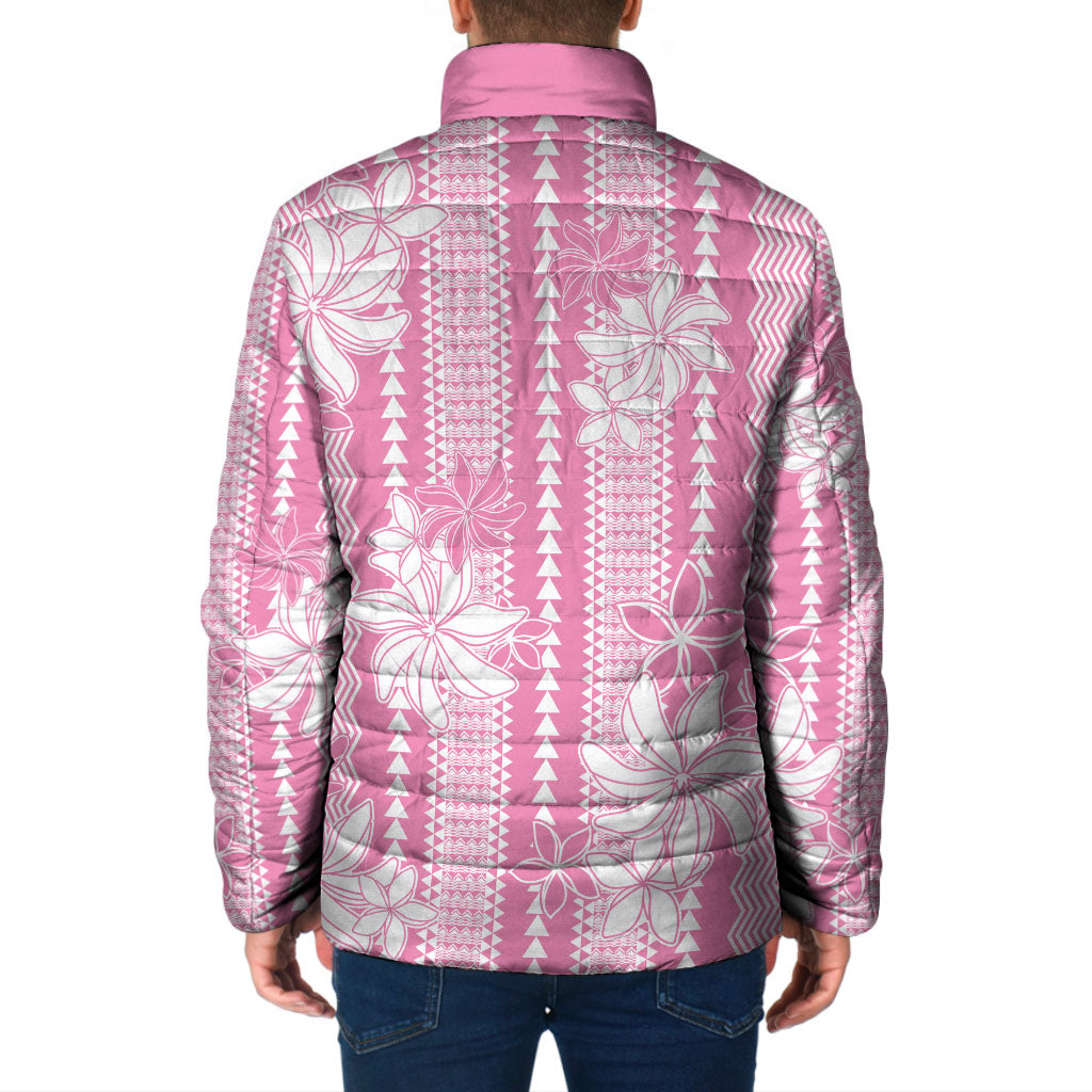 Hawaii Kakau Tribal Padded Jacket With Pink Tiare